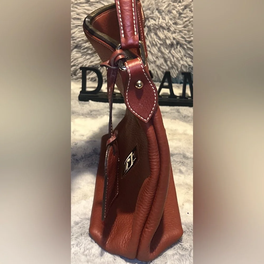 Dooney & Bourke Rich Brown Pebbled Leather Shoulder Bag - Picture 5 of 12